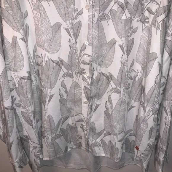 Harris Wilson Cesarine Birds Botanical Print White Grey Viscose  Button Up Shirt - Picture 11 of 12
